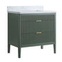 30"/36"/48" Freestanding Single Sink Bathroom Vanity with Solid Wood Construction & Marble Top