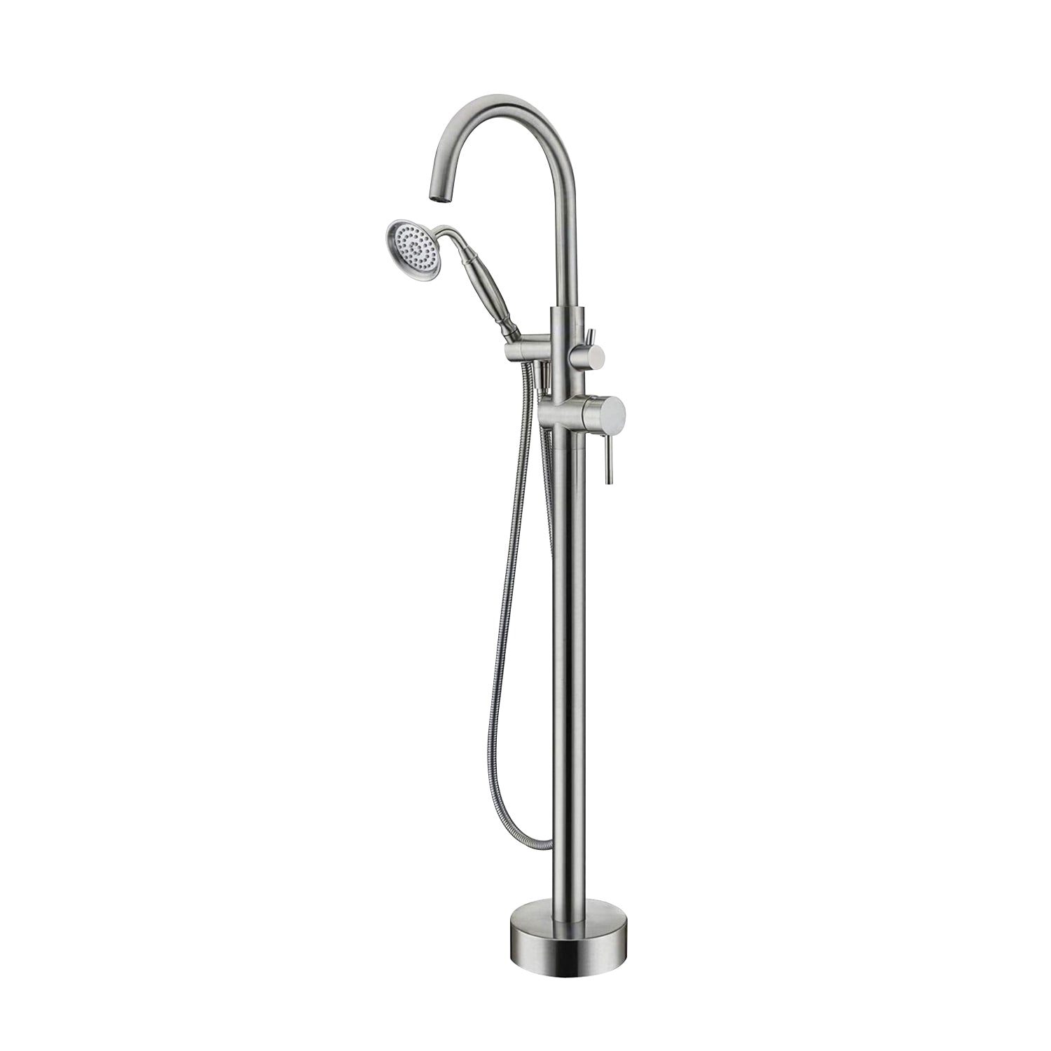 6 GPM Freestanding Bathtub Faucet with Hand Held Shower and Double Handle 