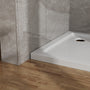 32" x 32" White No-Threshold Shower Base with Corner Drain, Anti-Slip Acrylic Shower Pan