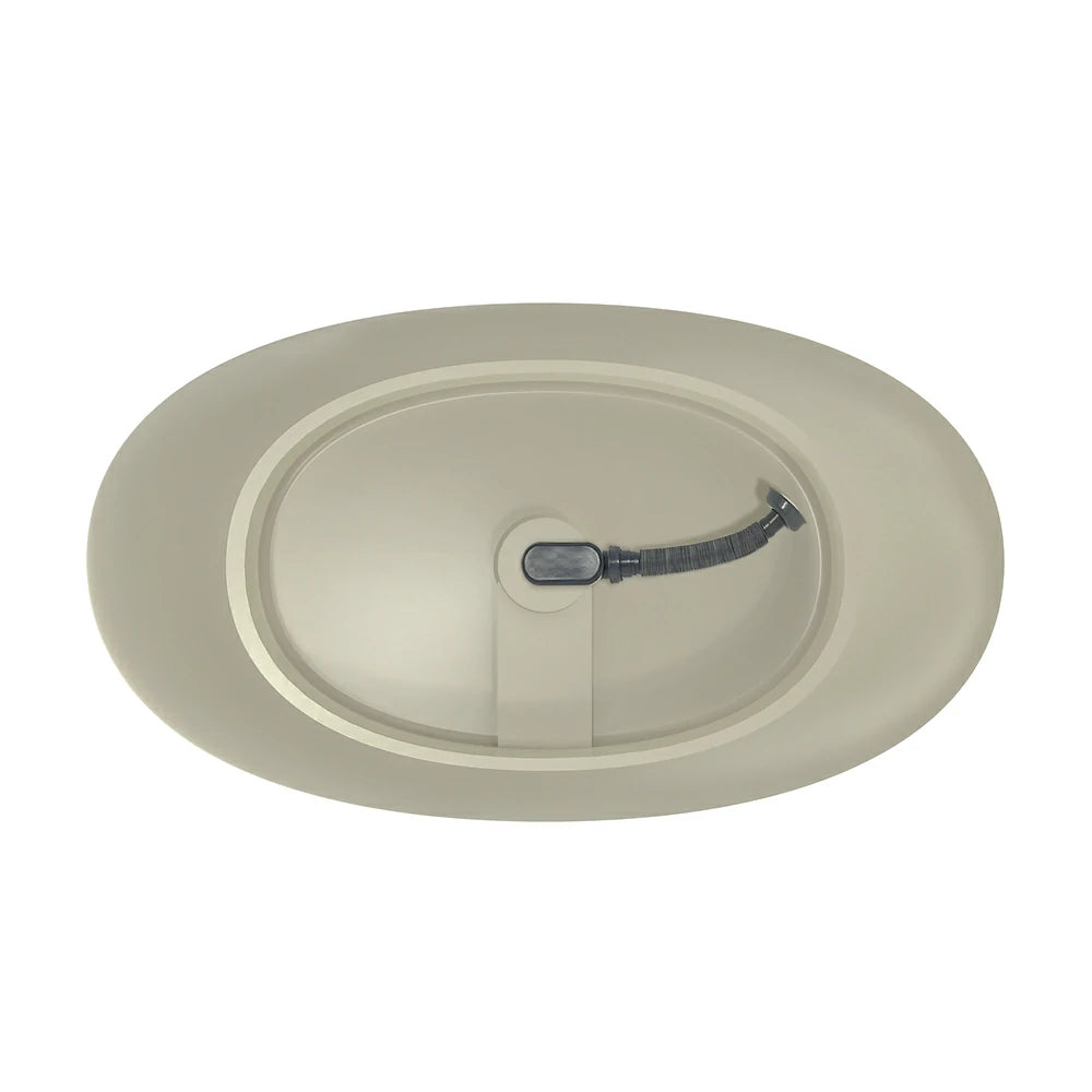55" Light Beige Solid Surface Freestanding Soaking Bathtub