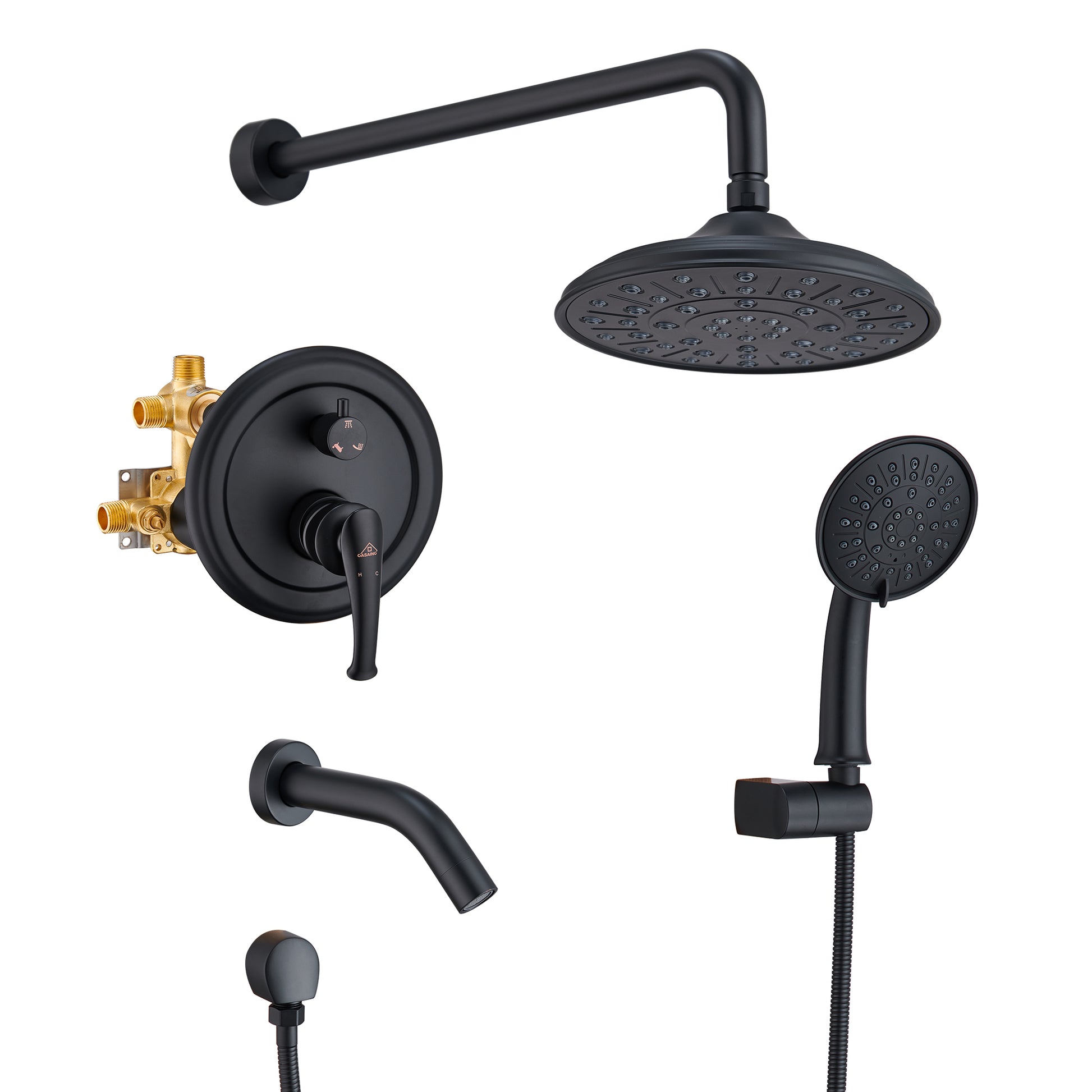 CASAINC 8.3 inch Wall-mounted Rain Shower Faucet with Pressure Balanced Valve