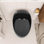 Egg Shape 1-Piece Toilet in Glossy White/Black with 1.28 GPF Single Flush