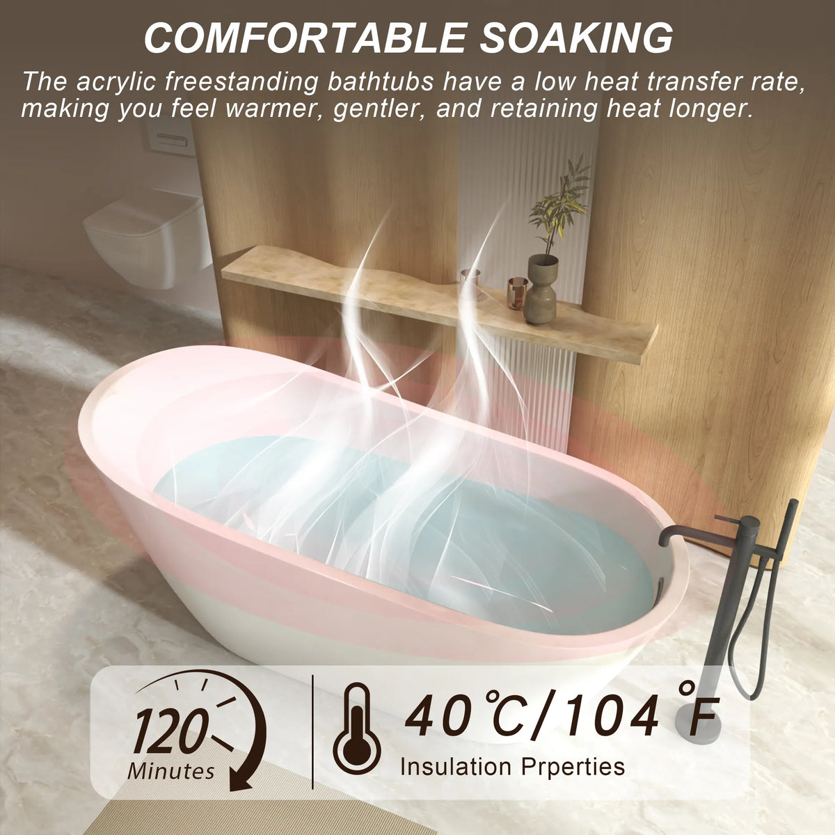 59"/67" Special-Shaped Acrylic Freestanding Slipper Bathtub in Gloss White with Overflow and Drain