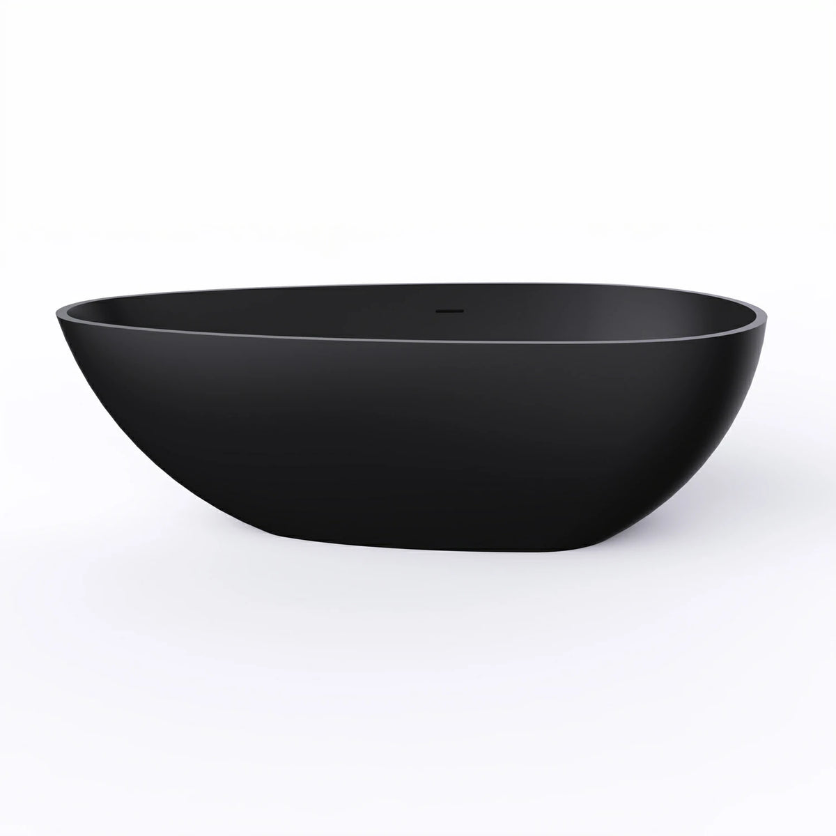 67" Freestanding Solid Surface Soaking Bathtub in Matte Black