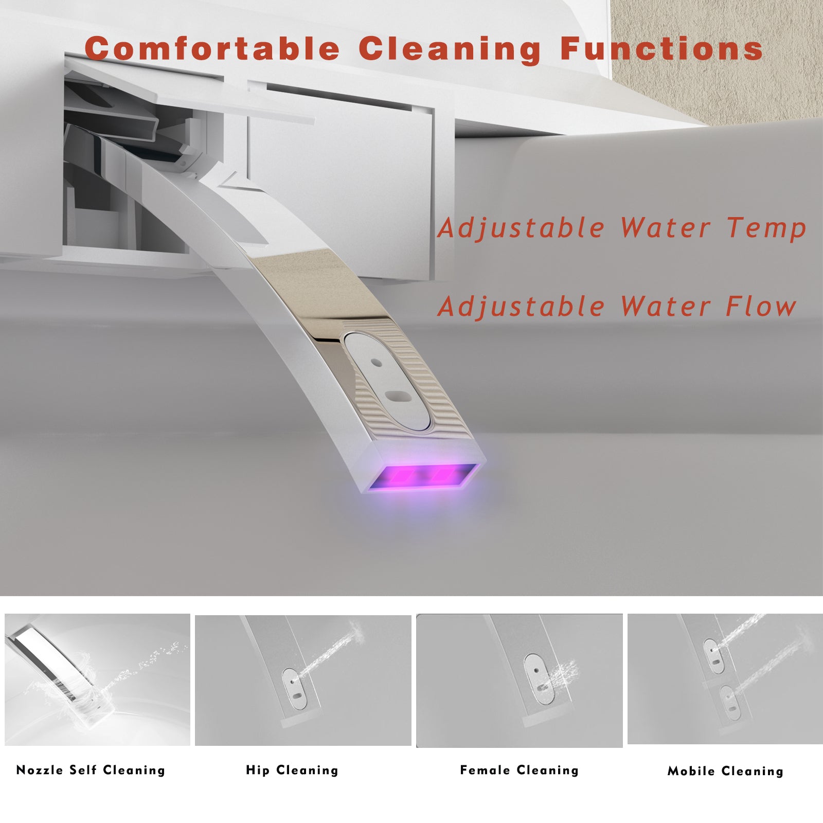 Auto Open/Close Smart Bidet Toilet with Built-in Heated Seat