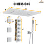20*24'' Rectangle Shower System With 4 Sprays Modes & 3 Body Jets