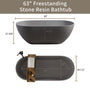 63" Engineered Stone Resin Freestanding Soaking Bathtub with Overflow and Pop-up Drain