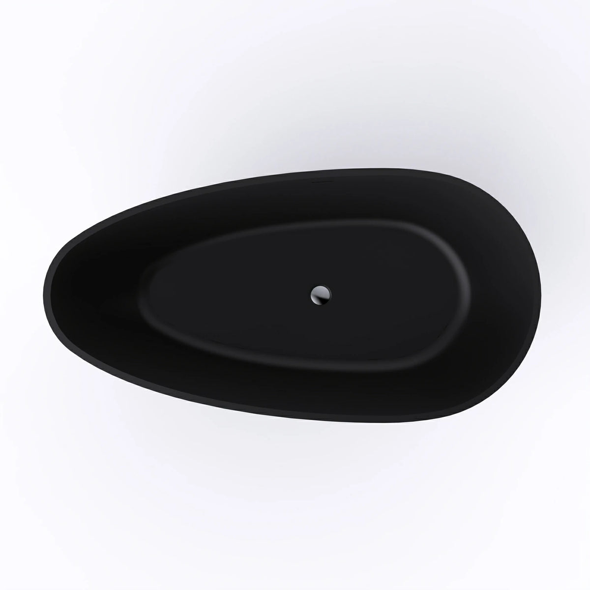 67" Freestanding Solid Surface Soaking Bathtub in Matte Black