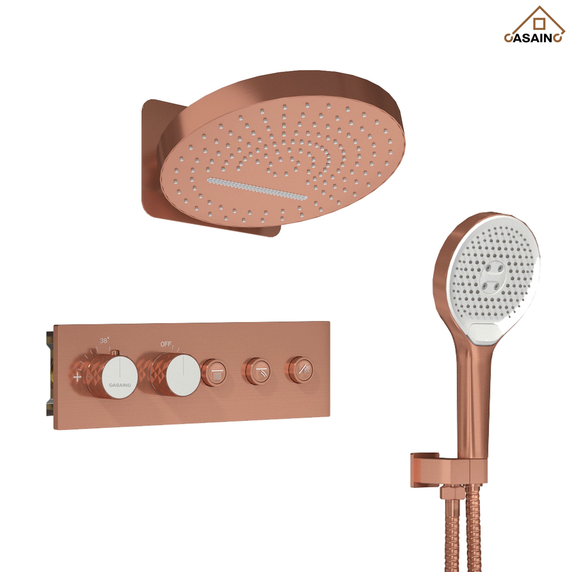 16'' Wall Mount Round Rainfall Multifunctional Shower System With 3-Spray Modes Rain Shower & Waterfall Shower for Luxury Shower Experience