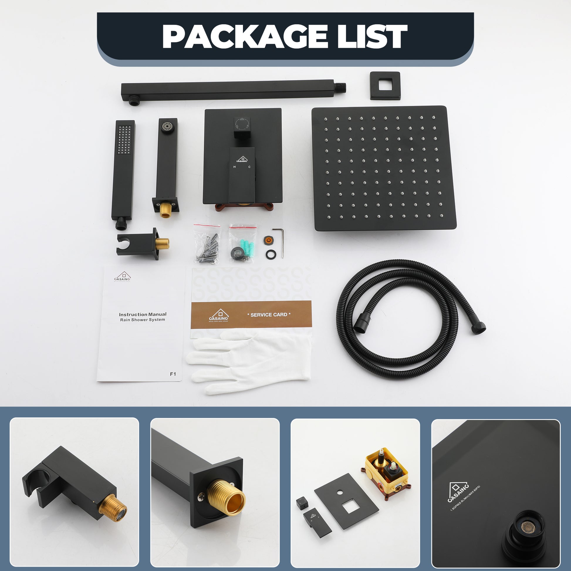 10" Wall Mounted Dual Shower Heads Shower System With Tub Spout 