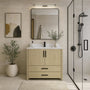 24"/36" Single Sink Bathroom Vanity with Light Natural Wood & Marble Top