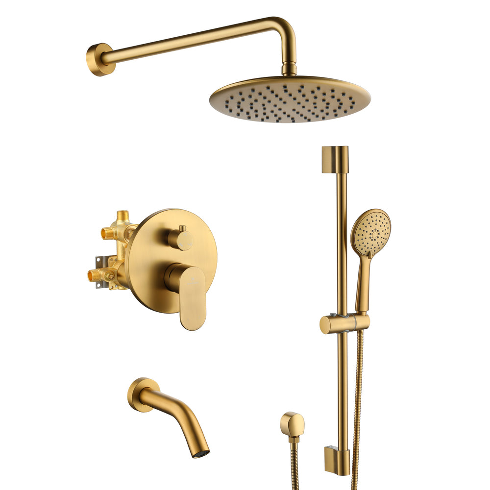 9" 3-Function Shower Faucet Set with Tub Spout & Slide Bar