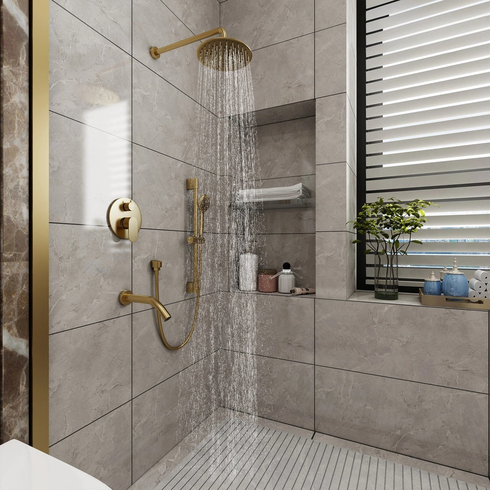 9" 3-Function Shower Faucet Set with Tub Spout & Slide Bar