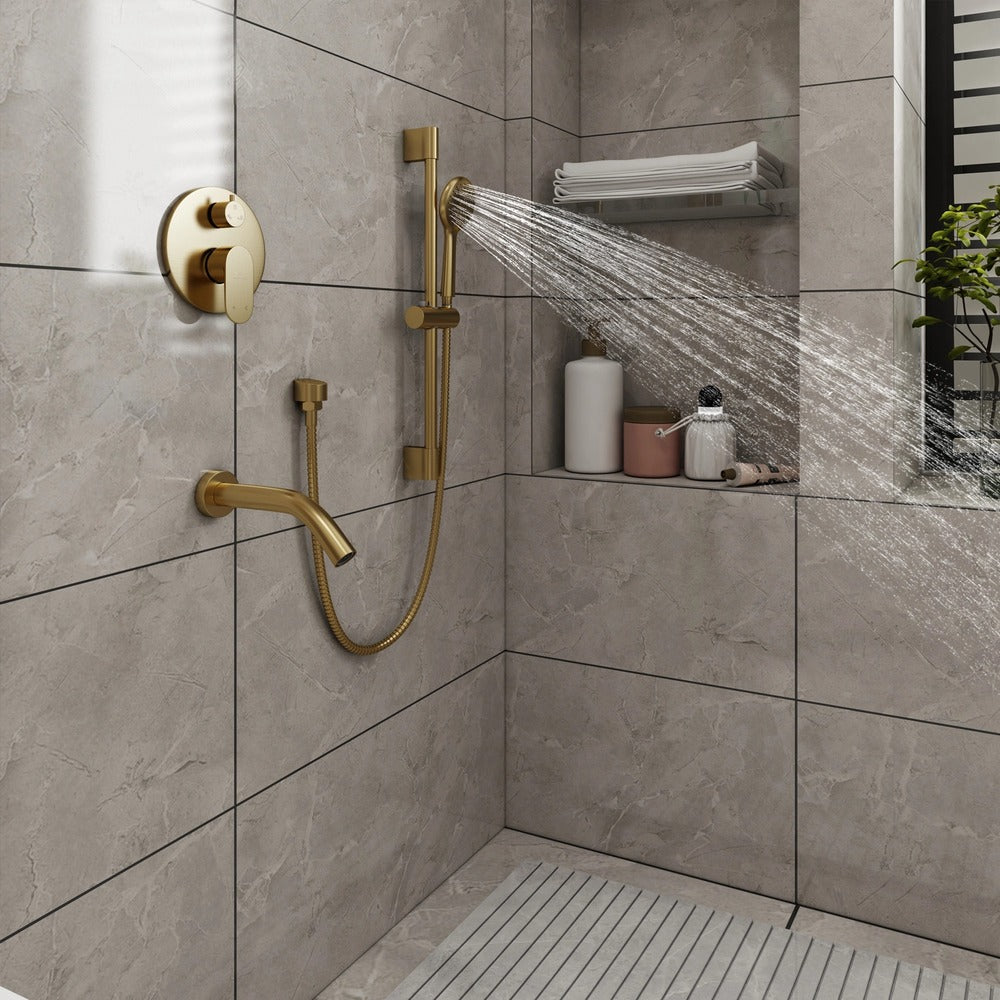 9" 3-Function Shower Faucet Set with Tub Spout & Slide Bar