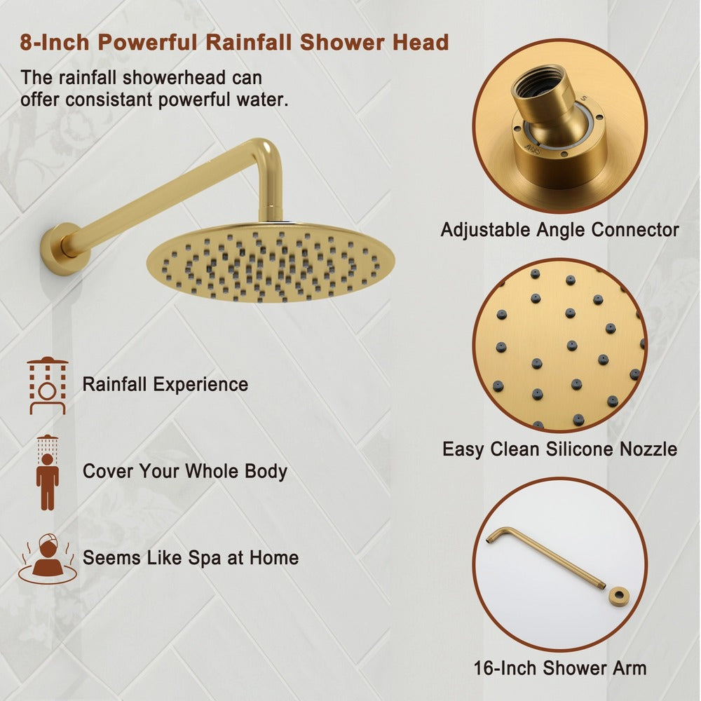 9" 3-Function Shower Faucet Set with Tub Spout & Slide Bar