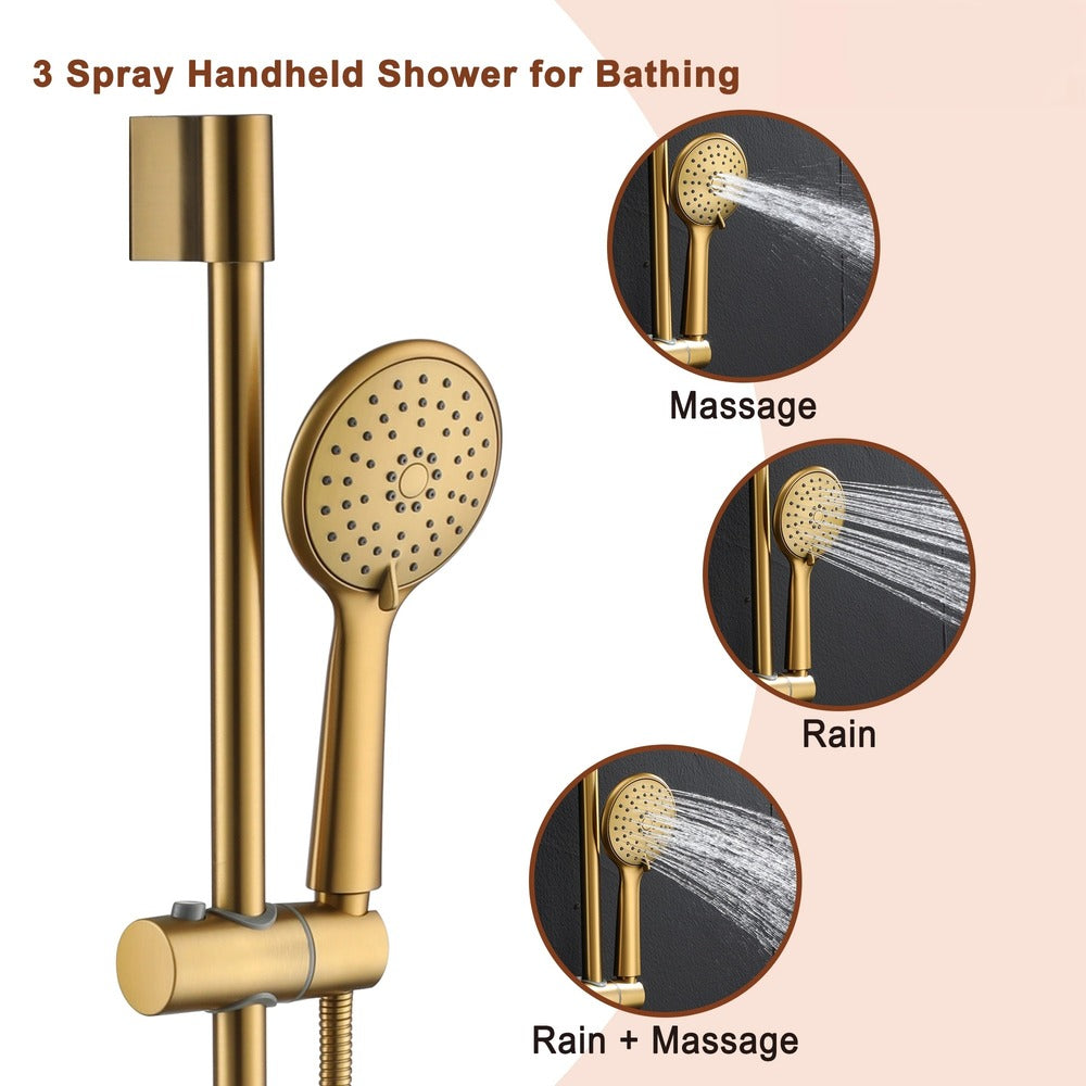 9" 3-Function Shower Faucet Set with Tub Spout & Slide Bar