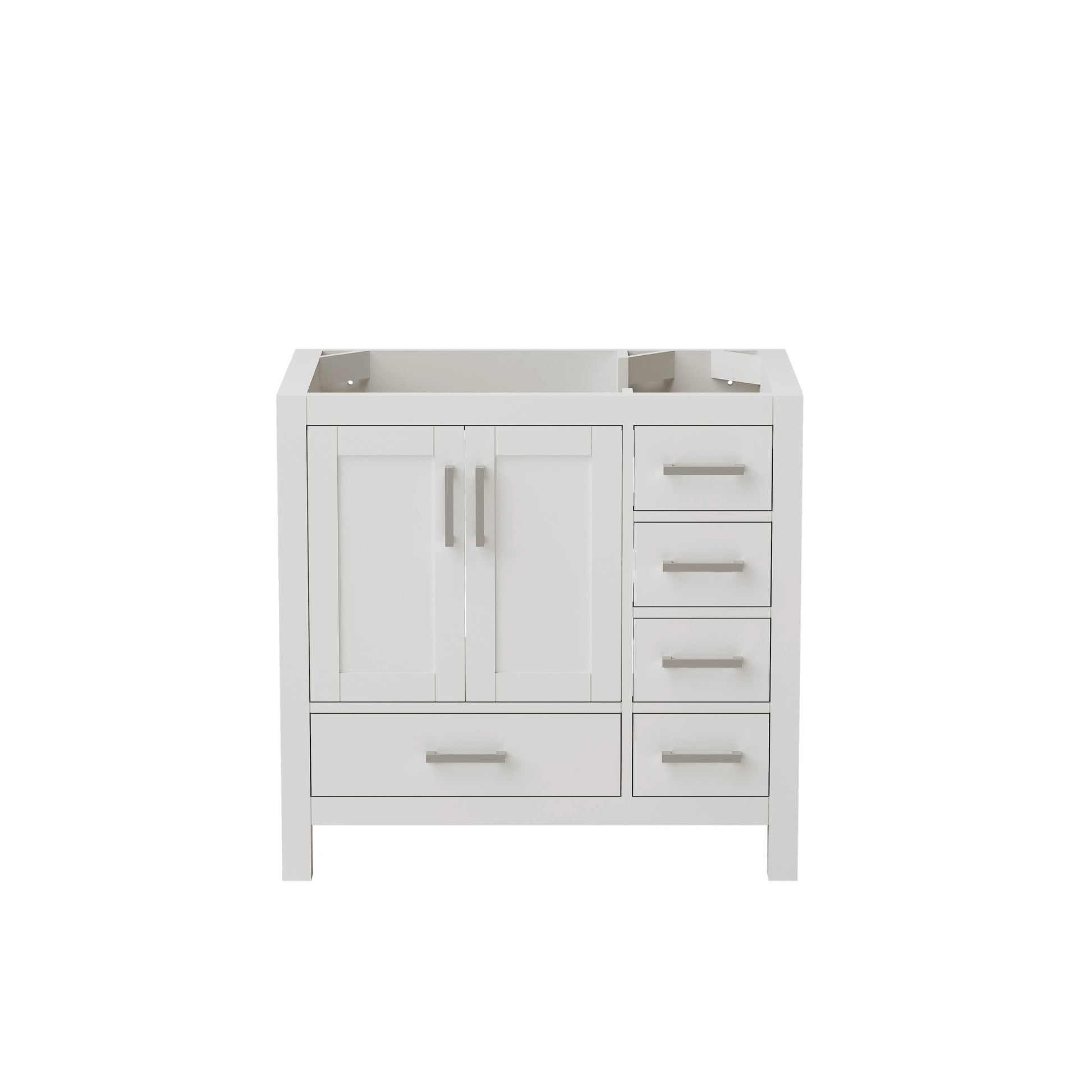 30"/36"/48"/72" Freestanding Bathroom Vanity with White Marble-Pattern Artificial Stone Top