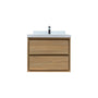 30" Wall-mount Single Sink Bathroom Vanity with Marble Top