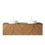 30 in. / 60 in. Floating Bathroom Vanity with Black Sintered Stone Top and Round Ceramic Vessel Sink, Brown Oak Woodgrain