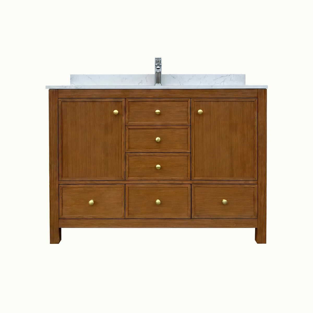 48"/60"/72" Freestanding Bathroom Vanity with Single/Double Sink & Marble Top