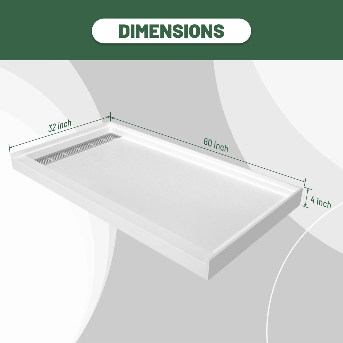 48"/60"x36"/32" Matte White Solid Composite Stone Shower Base with Anti-Slip Textured