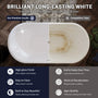 59"/67" Gloss White Acrylic Freestanding Bathtub with Fluted Oval Design