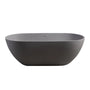 59" Matte Gray Solid Surface Freestanding Soaking Bathtub with Overflow & Pop-Up Drain