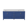 60"/84" Navy Blue Double Sink Bathroom Vanity with White Marble-Pattern Top