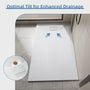 Curbless SMC Shower Base with Flamed Rock Slip-Resistant Surface, Reversible Drain