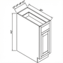 Inset Hazelnut Oak RTA 12-21"W x 34.5"H x 25"D 4-Size Single Drawer Base Cabinet with 1 Door