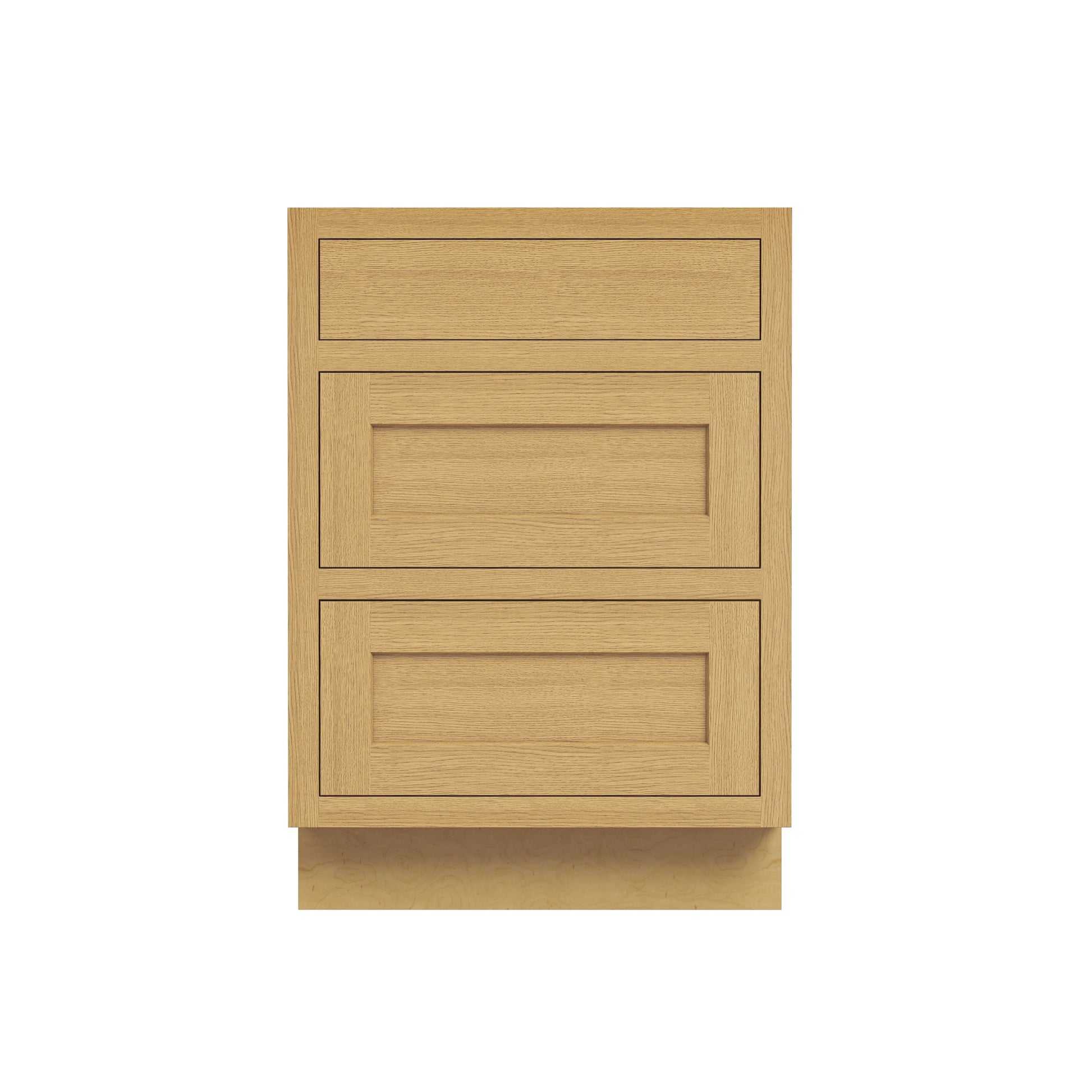 Inset Hazelnut Oak RTA 12-36"W x 34.5"H x 25"D 9-Size Base Cabinet with 3 Drawers