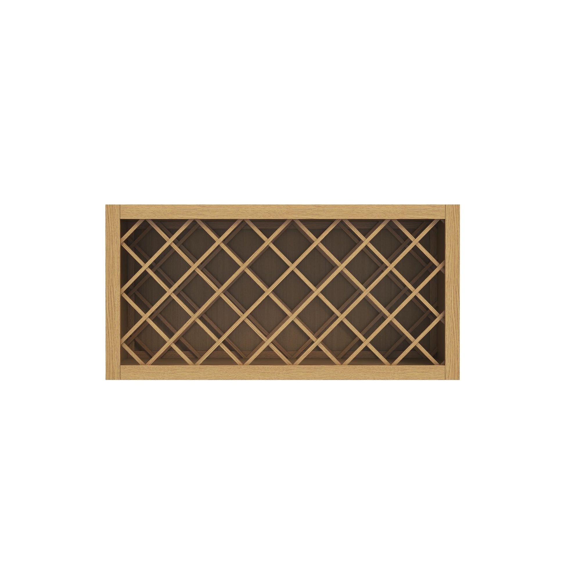 Inset Hazelnut Oak RTA 24-36"W x 15-30"H x 13.5"D 5-Size Diamond Lattice Wine Grid Wall Rack Cabinet
