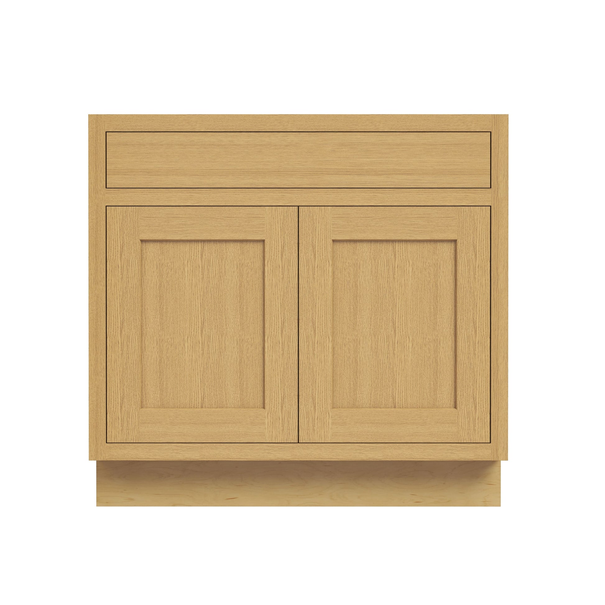 Inset Hazelnut Oak RTA 24-36"W x 34.5"H x 25"D 5-Size Sink Base Cabinet with 2 Doors and 1 False Drawer