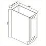 Inset Origami White RTA 12-21"W x 34.5"H x 25"D 4-Size Full Height Single Door Base Cabinet