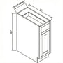 Inset Origami White RTA 12-21"W x 34.5"H x 25"D 4-Size Single Drawer Base Cabinet with 1 Door