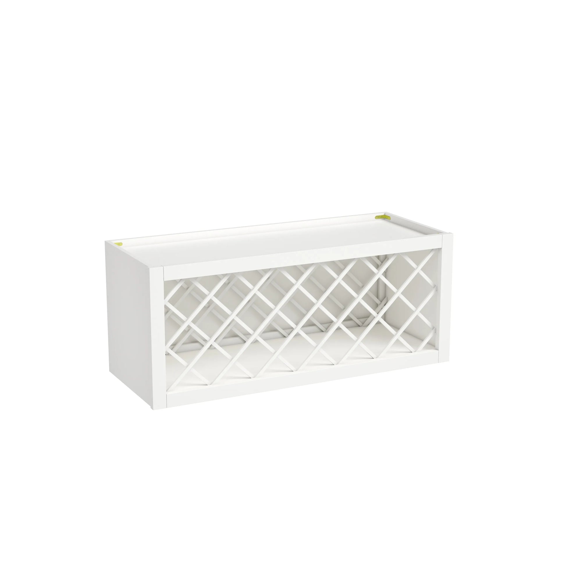 Inset Origami White RTA 24-36"W x 15-30"H x 13.5"D 5-Size Diamond Lattice Wine Grid Wall Rack Cabinet