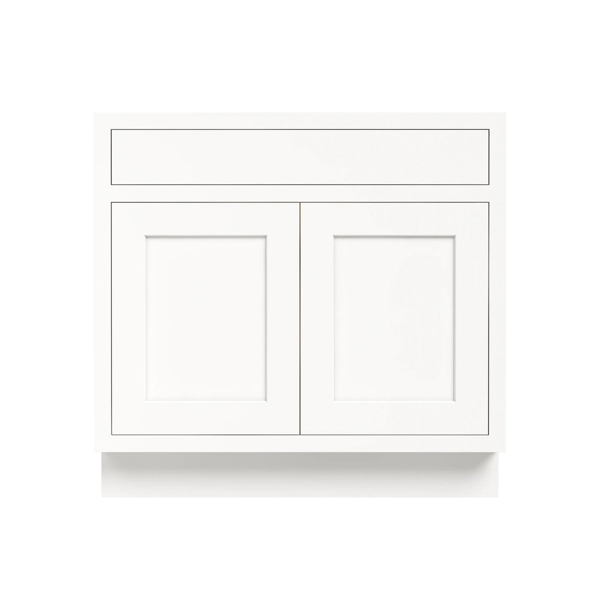 Inset Origami White RTA 24-36"W x 34.5"H x 25"D 5-Size Single Drawer Base Cabinet with 2 Doors