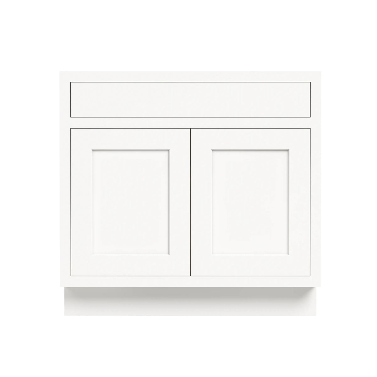 Inset Origami White RTA 24-36"W x 34.5"H x 25"D 5-Size Sink Base Cabinet with 2 Doors and 1 False Drawer