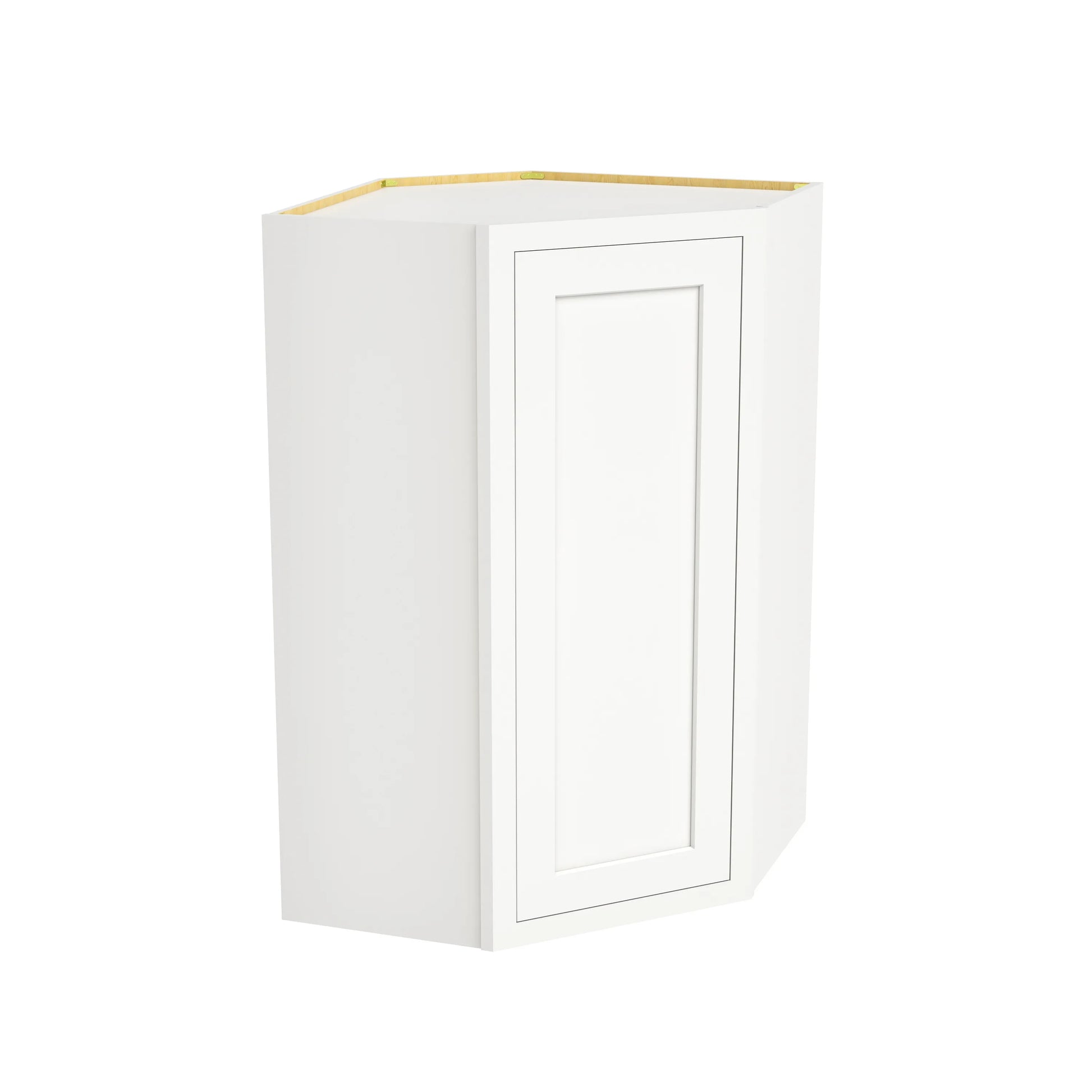 Inset Origami White RTA 25.5"W x 18-42"H x 13.5"D 4-Size Diagonal Corner Wall Cabinet with 2-3 Shelves