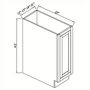Inset Truffle Brown RTA 12-21"W x 34.5"H x 25"D 4-Size Full Height Single Door Base Cabinet