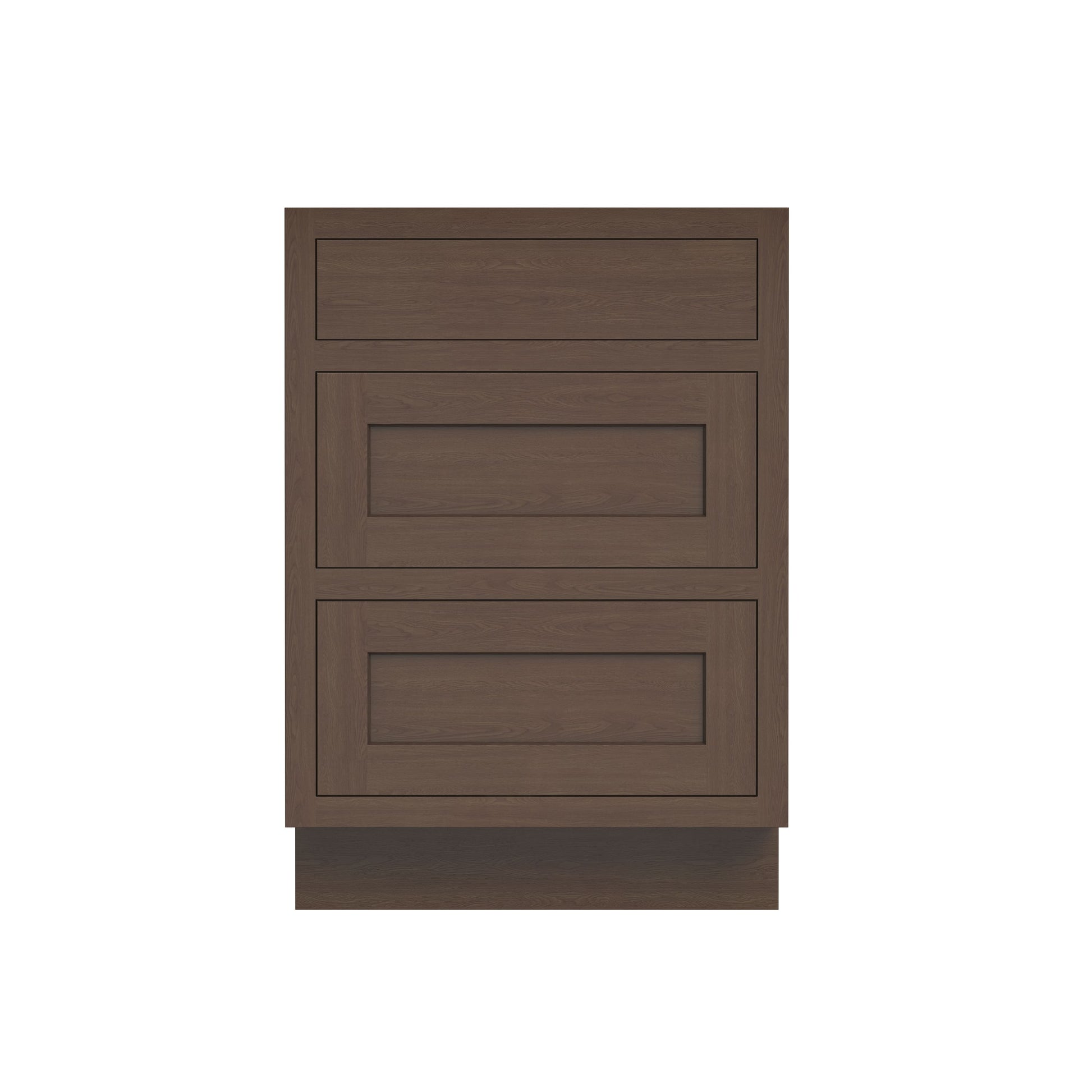 Inset Truffle Brown RTA 12-36"W x 34.5"H x 25"D 9-Size Base Cabinet with 3 Drawers