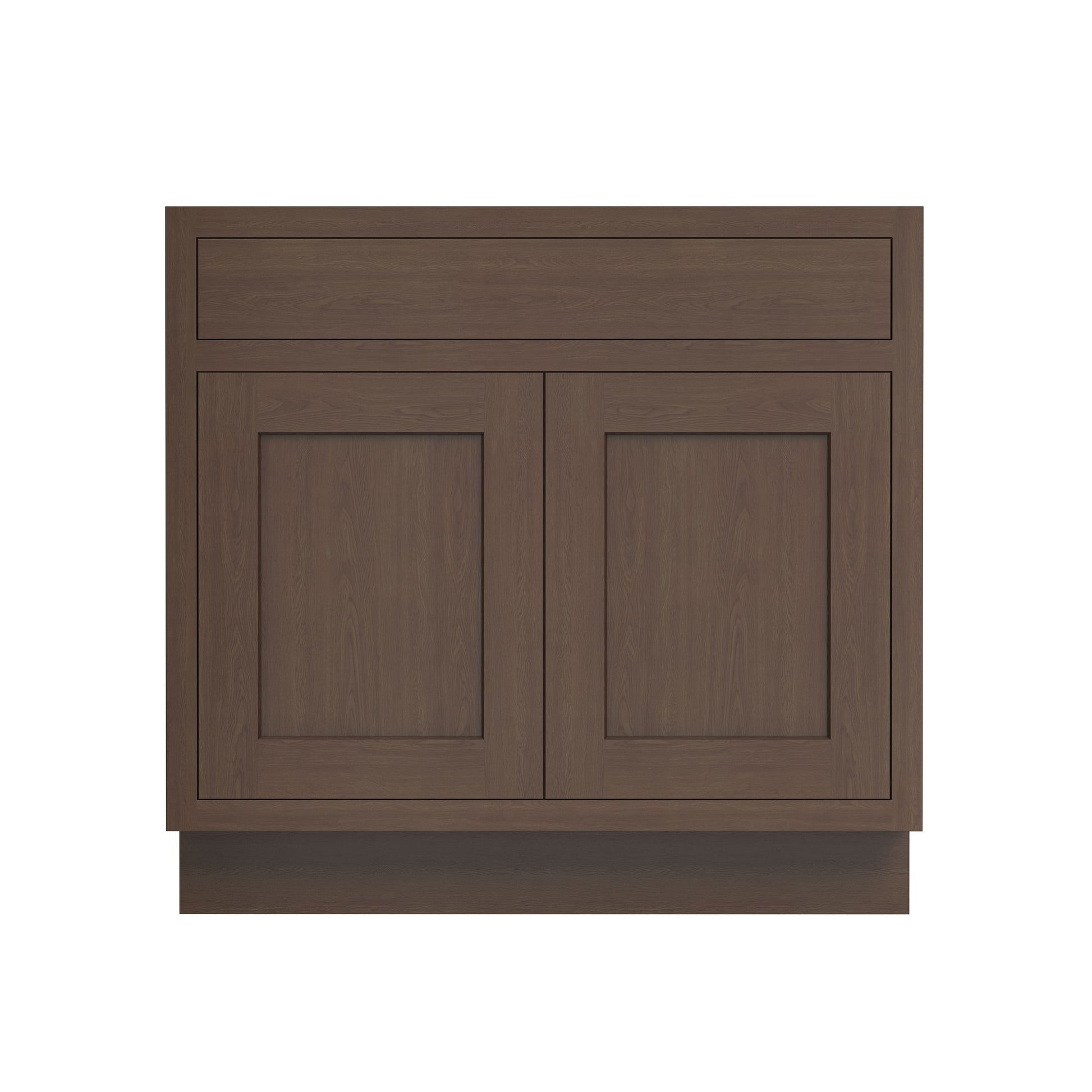 Inset Truffle Brown RTA 24-36"W x 34.5"H x 25"D 5-Size Single Drawer Base Cabinet with 2 Doors