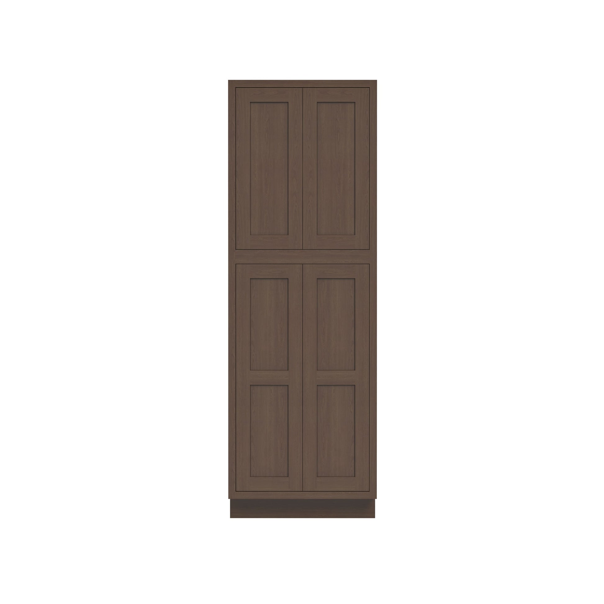 Inset Truffle Brown RTA 24-36"W x 84-96"H x 25"D 9-Size Pantry Cabinet with 4 Doors and 4 Shelves