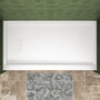 One-piece White Shower Base with Flamed Rock Slip-Resistant Surface, Left/Right Drain