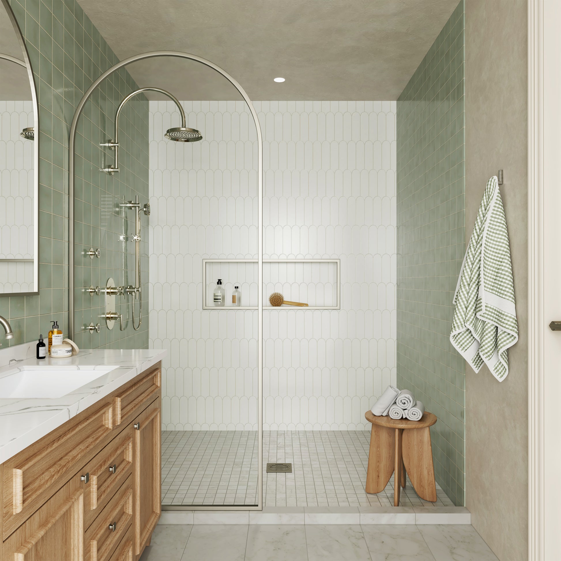 9" Rainfall Thermostatic 3-Function Shower System with Slide Bar & Body Jets