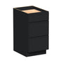 Slim Ebony Black Shaker RTA 12"-36"W x 34.5"H x 24"D 9-Size Drawer Base Cabinet with 3 Drawers