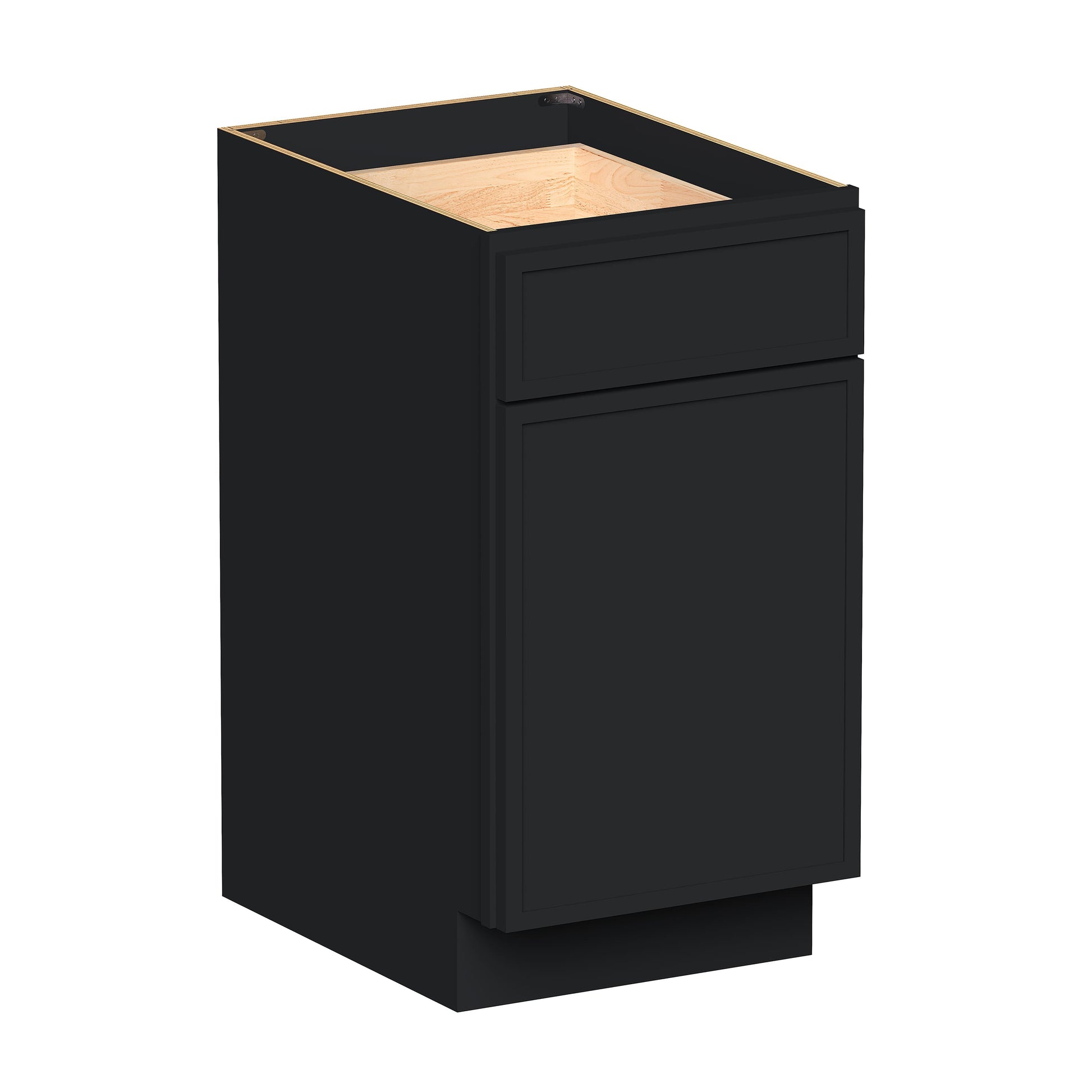 Slim Ebony Black Shaker RTA 12"/15"/18"/21"W x 34.5"H x 24"D Standard Base Cabinet with 1 Drawer and 1 Door