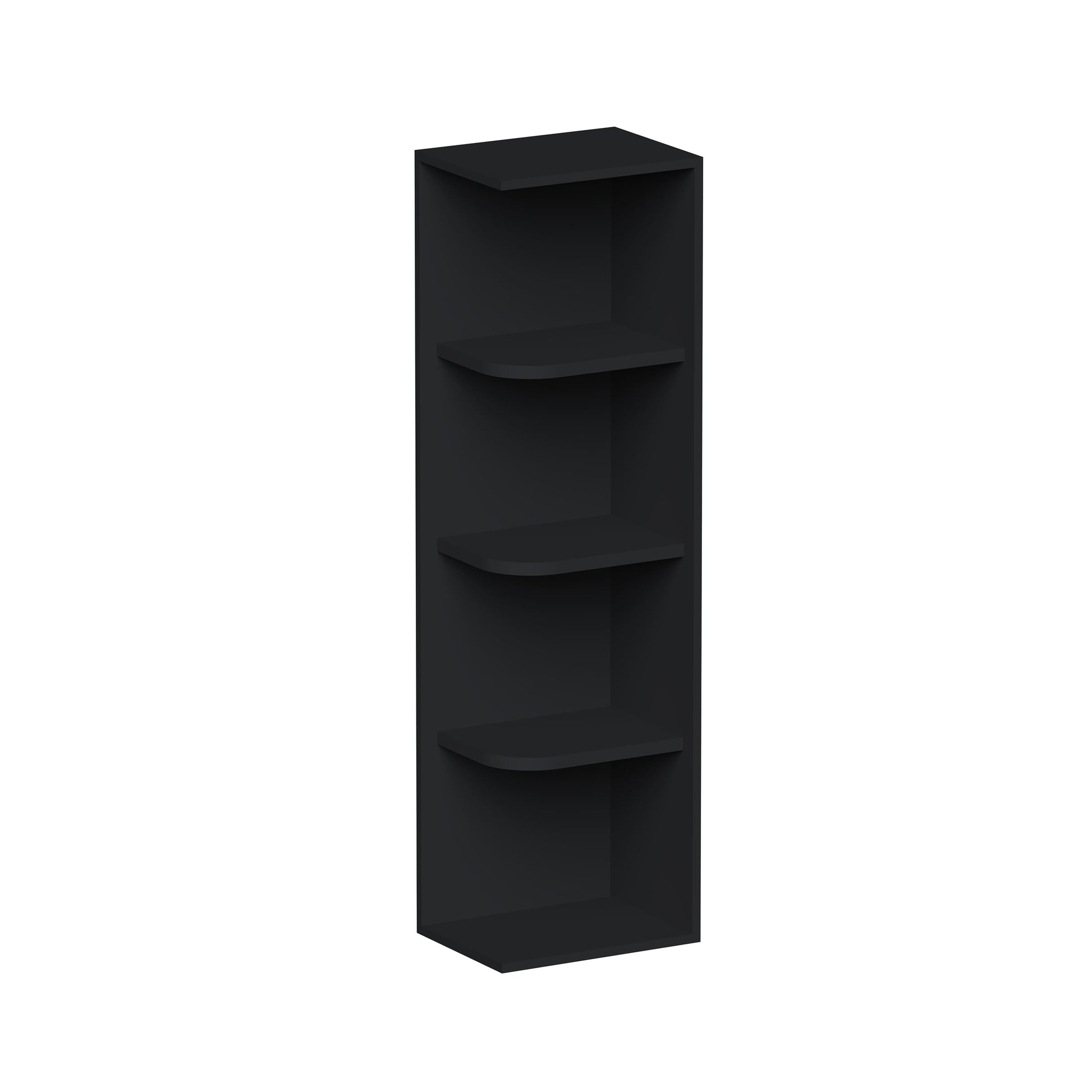Slim Ebony Black Shaker RTA 12"W x 30"/36"/42"H x 9"D Wall Open Shelf with 3/4 Layers