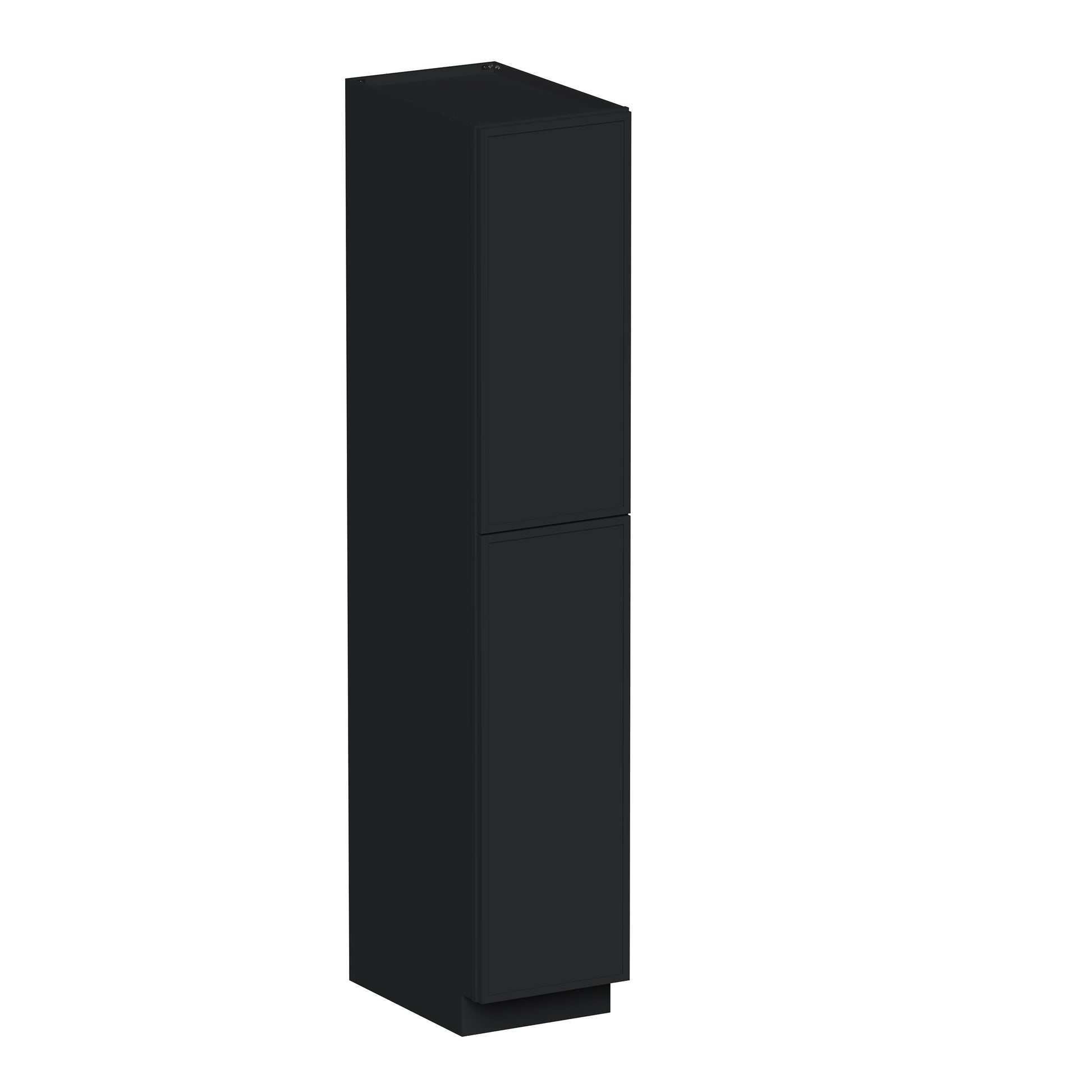 Slim Ebony Black Shaker RTA 18"W x 84"/90“/96”H x 27"D Tall Pantry Cabinet with 2 Doors and Shelves