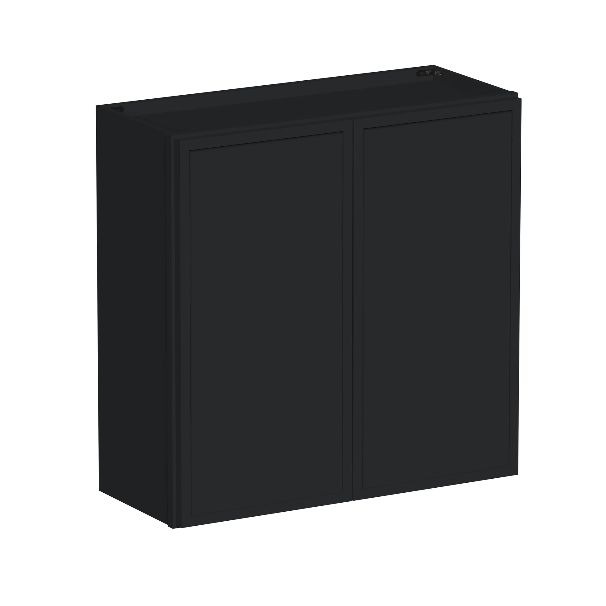 Slim Ebony Black Shaker RTA 24"-36"W x 30"/36"/42"H x 12"D 15-Size Standard Wall Cabinet with 2 Doors